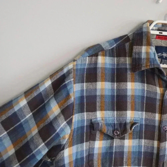 Billabong Plaid Men's Medium Blue Fleece Long Sleeve Button Down Collared Jacket - Picture 4 of 14